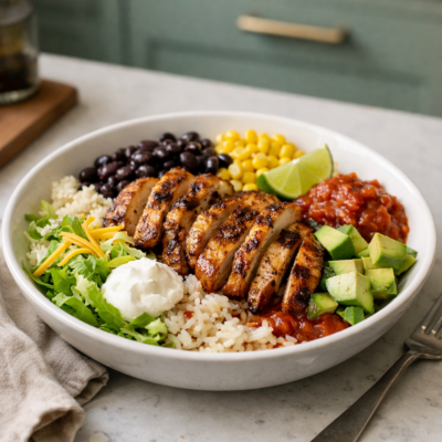 Burrito bowl with grilled chicken