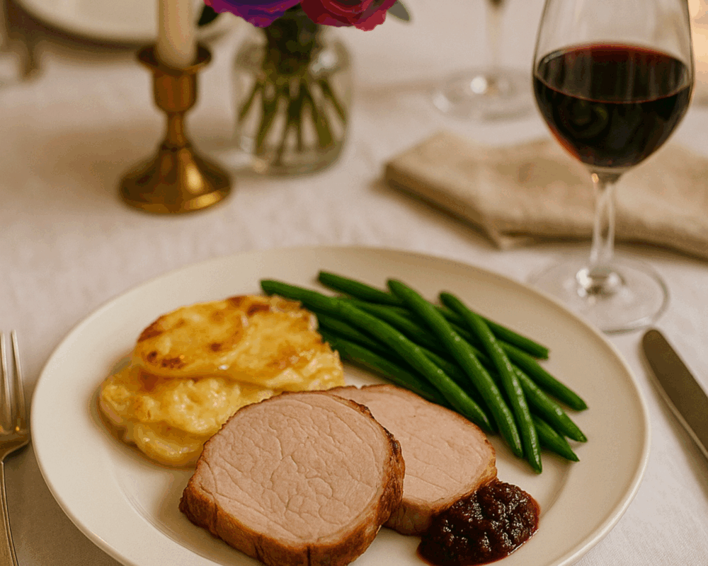 Serving boozy fig sauce with dinner