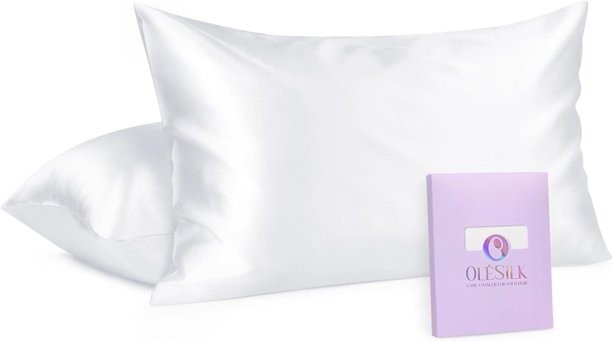 White silk pillow case