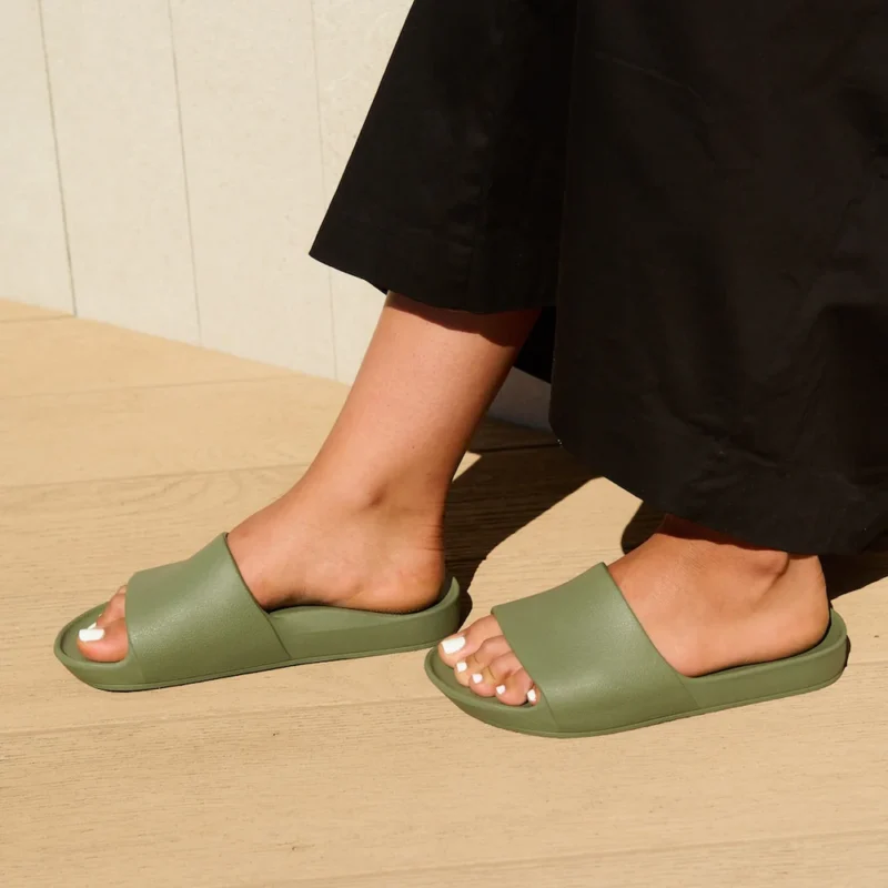 Archies slide in olive on feet