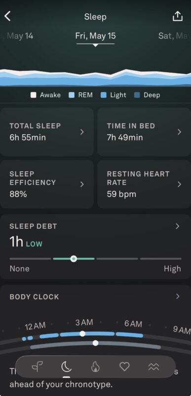Oura app sleep tracker