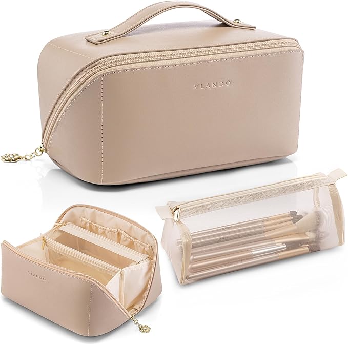 wide large make up bag