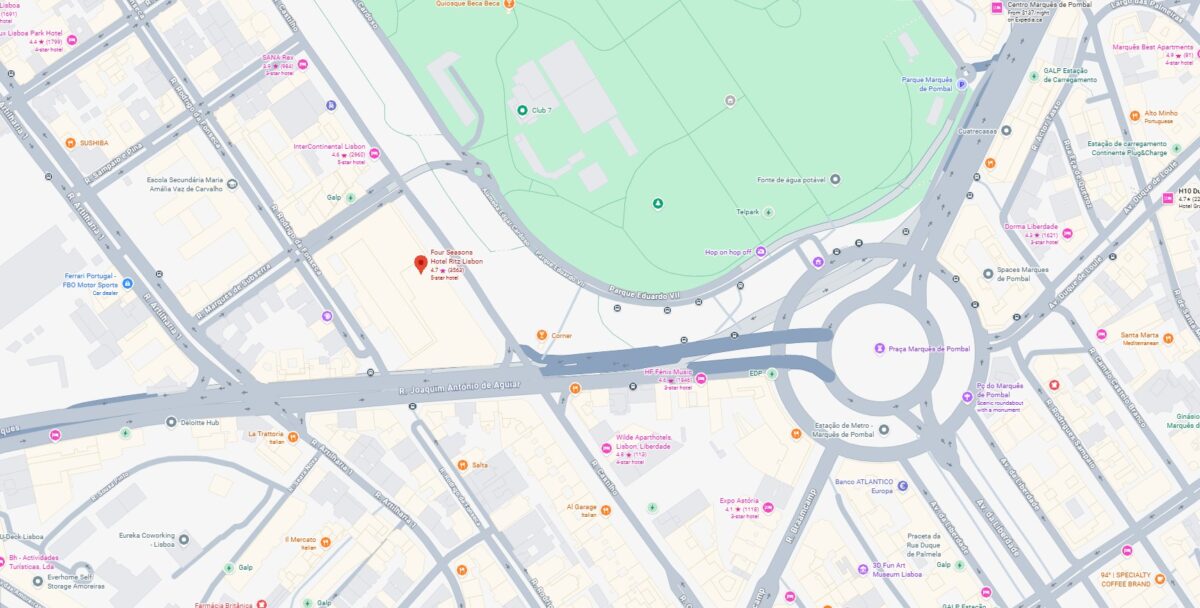 Map of Lisbon hotels near Four Seasons